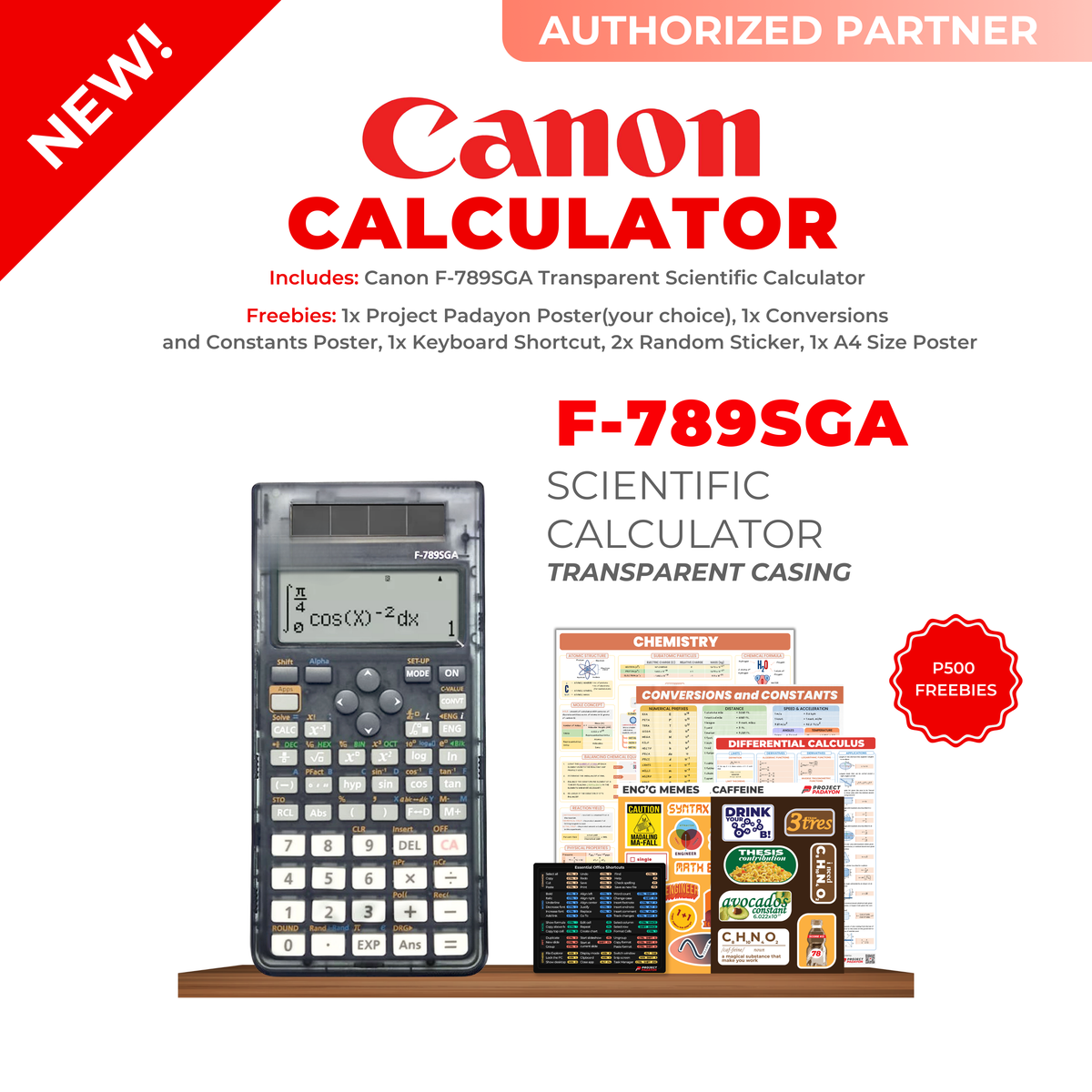 Canon F-789SGA (Version 1) Transparent Scientific Calculator + FREE Project Padayon Products (Limited Stock)