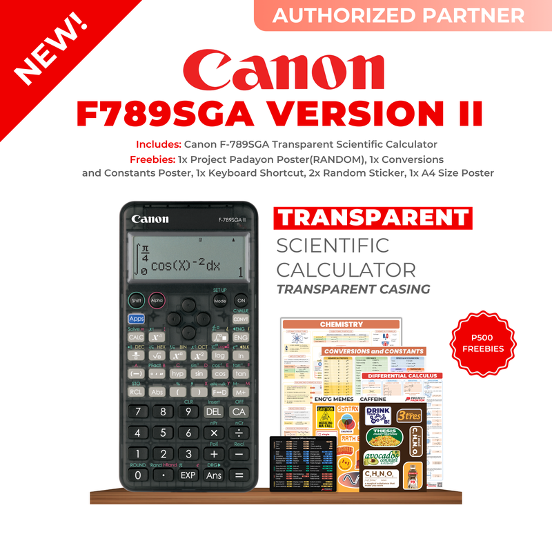 CANON F-789SGA VERSION II Transparent Scientific Calculator with Project Padayon Study Freebies | Limited Stocks