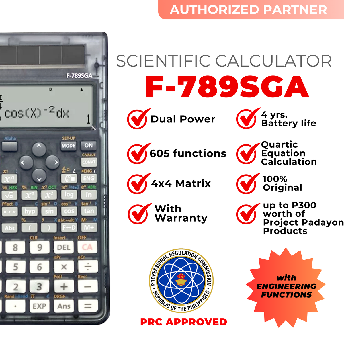 Canon F-789SGA (Version 1) Transparent Scientific Calculator + FREE Project Padayon Products (Limited Stock)