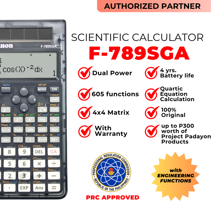 Canon F-789SGA Transparent Scientific Calculator + FREE Project Padayon Products (Limited Stock)