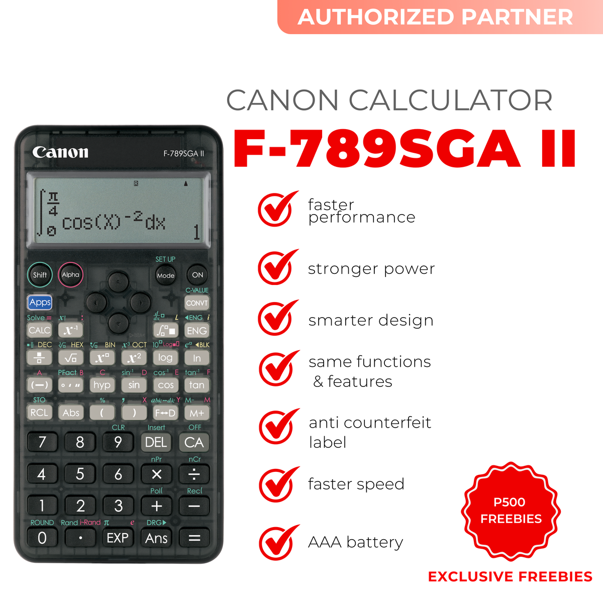 CANON F-789SGA VERSION II Transparent Scientific Calculator with Project Padayon Study Freebies | Limited Stocks