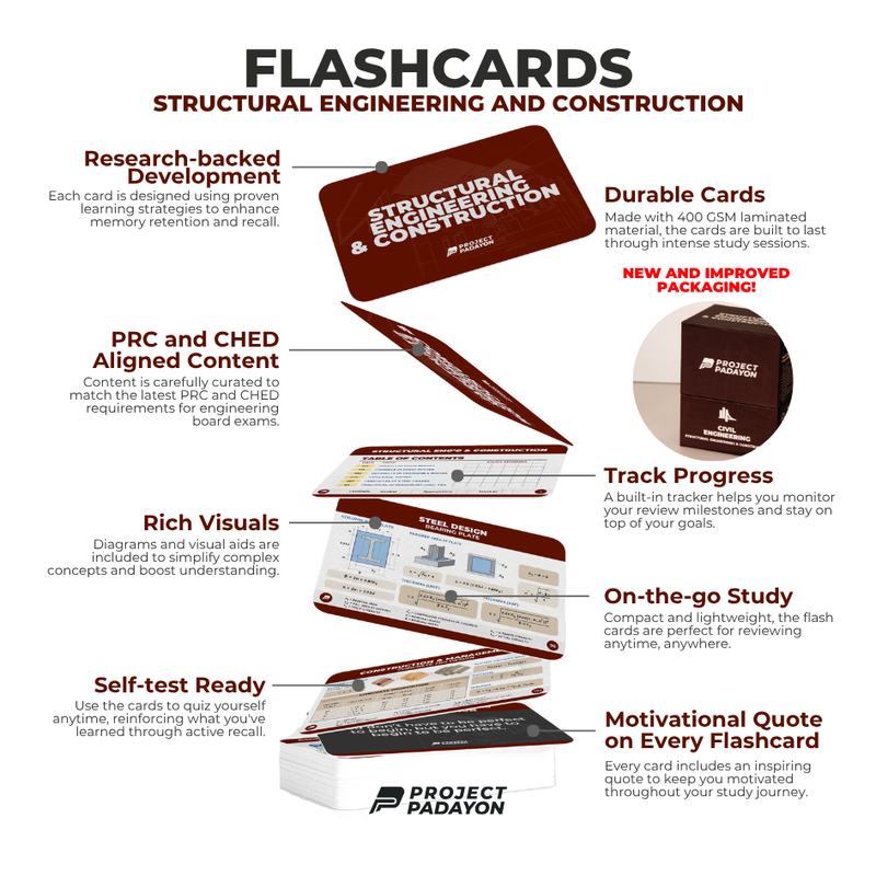 CE FLASHCARDS BUNDLES - Engineering Mathematics, Hydraulics, Geotechnical, Environmental (HGE+), Structural, Engineering and Construction (SEC) AND Engineering Sciences and Allied Sciences (ESAS)