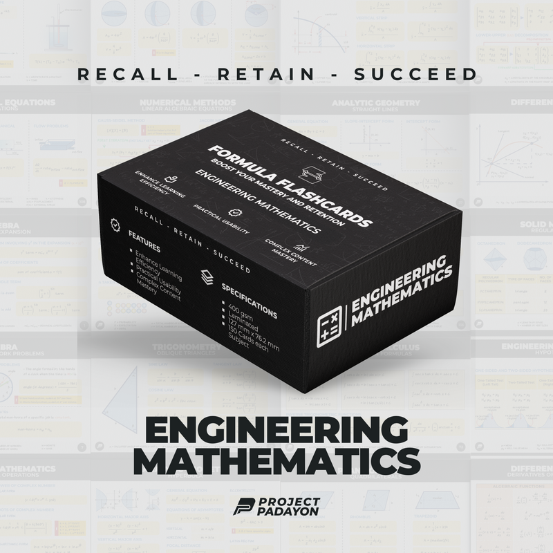 FLASHCARDS BUNDLES - Engineering Mathematics, Hydraulics, Geotechnical, Environmental (HGE+), Structural, Engineering and Construction (SEC) AND Engineering Sciences and Allied Sciences (ESAS)
