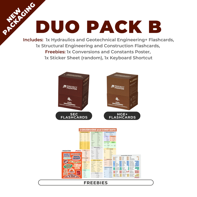 CE FLASHCARDS BUNDLES - Engineering Mathematics, Hydraulics, Geotechnical, Environmental (HGE+), Structural, Engineering and Construction (SEC) AND Engineering Sciences and Allied Sciences (ESAS)