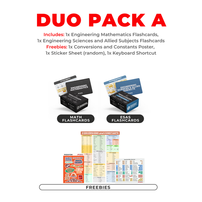 FLASHCARDS BUNDLES - Engineering Mathematics, Hydraulics, Geotechnical, Environmental (HGE+), Structural, Engineering and Construction (SEC) AND Engineering Sciences and Allied Sciences (ESAS)