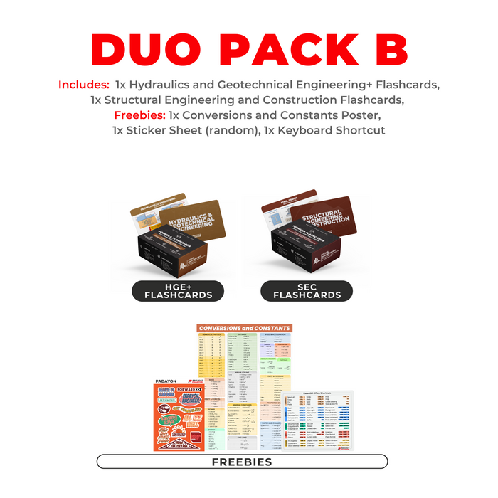 FLASHCARDS BUNDLES - Engineering Mathematics, Hydraulics, Geotechnical, Environmental (HGE+), Structural, Engineering and Construction (SEC) AND Engineering Sciences and Allied Sciences (ESAS)