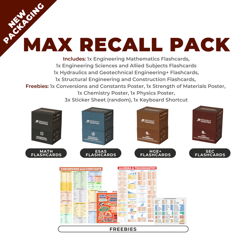 CE FLASHCARDS BUNDLES - Engineering Mathematics, Hydraulics, Geotechnical, Environmental (HGE+), Structural, Engineering and Construction (SEC) AND Engineering Sciences and Allied Sciences (ESAS)