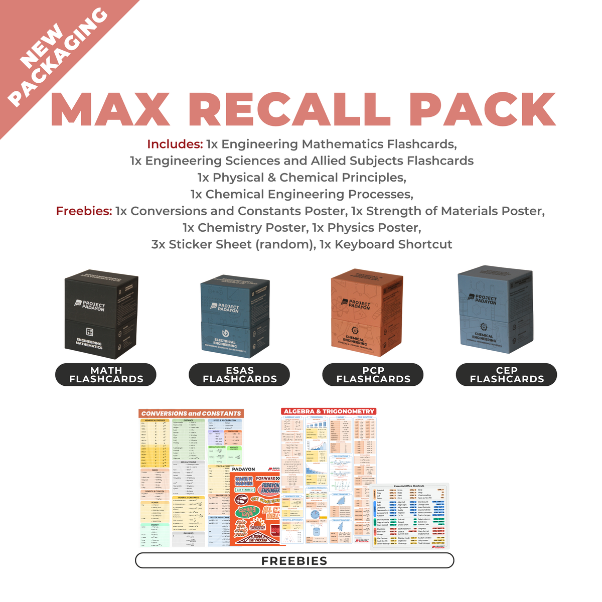 ChE FLASHCARDS BUNDLES - Engineering Mathematics, Chemical Engineering Processes (CEP), Physical and Chemical Principles (PCP) AND Engineering Sciences and Allied Sciences (ESAS)