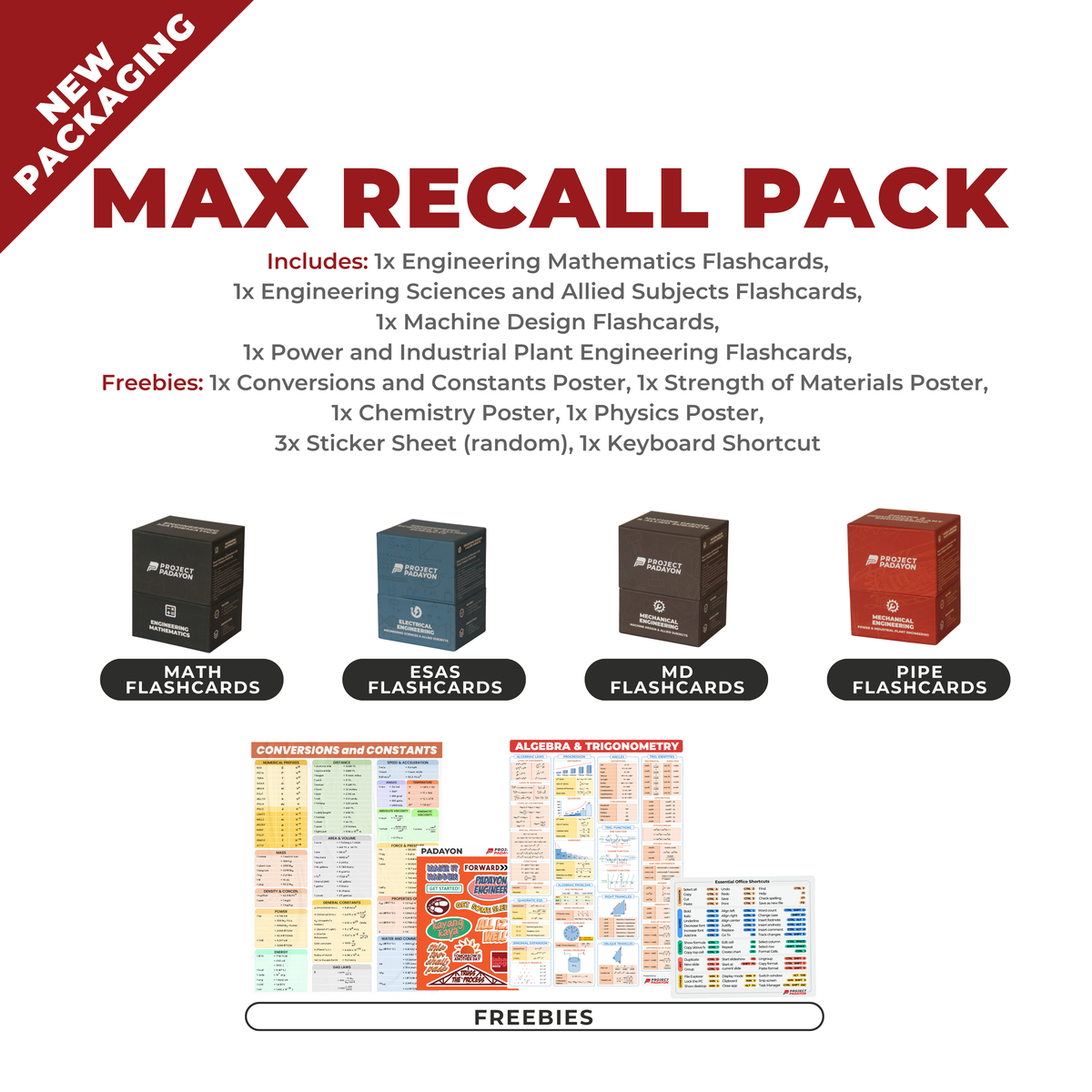 ME FLASHCARDS BUNDLES - Engineering Mathematics, Machine Design and Allied Subjects (MD), Power and Industrial Plant Engineering (PIPE)AND Engineering Sciences and Allied Sciences (ESAS)